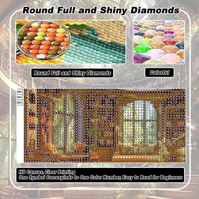 AIBOERL Diamond Art Kits for Adults，Bookstore Diamond Painting Wall Decor | Round Drill Bookstore Diamond Painting for Beginners DIY Rhinestone 5D Diamond dots(Gemstone Craft)Wall Art Gift 12x12IN