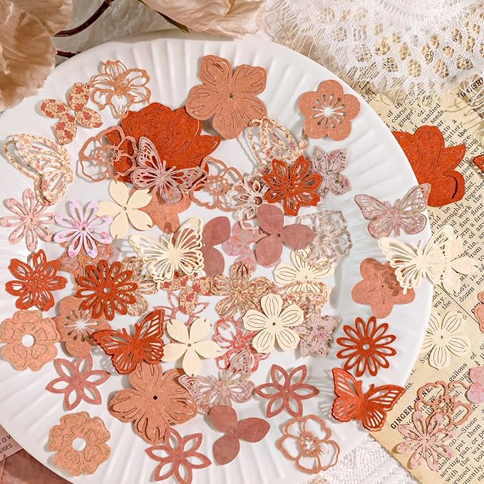 300 Pieces Mini Flowers Collage Paper Pack, Scrapbooking Supplies