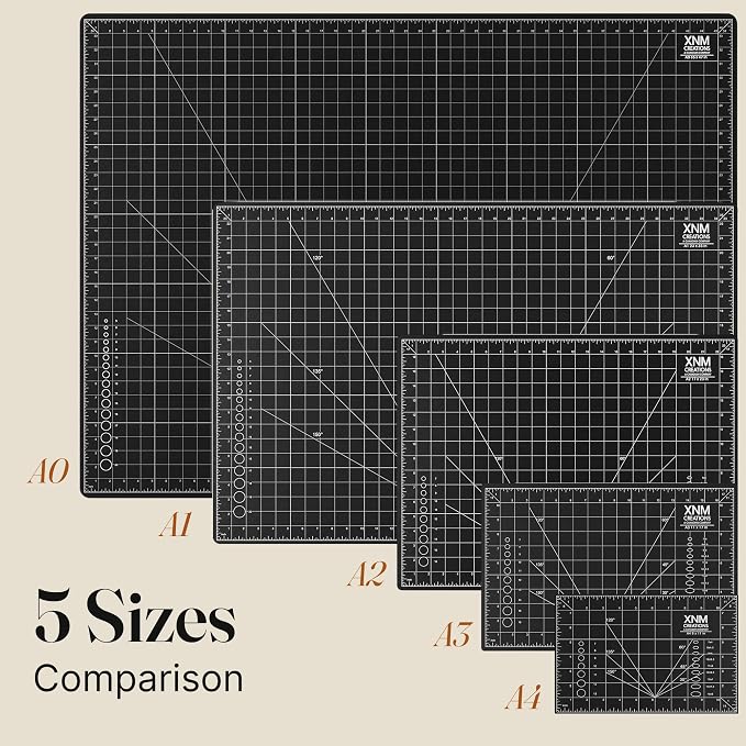 XNM Premium Self Healing Cutting Mat - 24 Inches by 36 inches - A1, 3 Layer Quality PVC Construction - Dual Sided, Imperial and Metric Grid Lines - Perfect for Cutting, Sewing, and Crafts