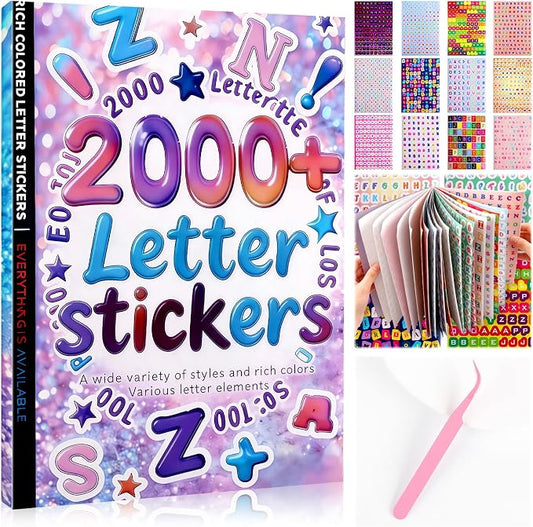 Tmtains 2000+ Pcs Letter Stickers for Scrapbooking 20 Sheets Letter Sticker Book Colorful Mixed-Size Scrapbook Stickers Cute Alphabet Sticker for Junk Journal Supplies DIY Crafts Learning Album Decor