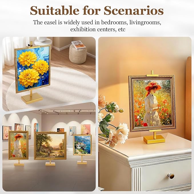 18'' Adjustable Tabletop Easel Stand, Gold Easel for Display | Steady and Elegant Picture Easels for Display, Picture Frame Stand, Adjustable Art Easel,Picture stand for Artwork, Photo.