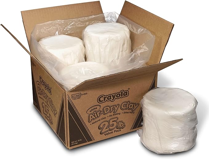 Crayola Air Dry Clay for Kids - White, 25lbs, Teacher Wishlist Supplies, Classroom Must Haves, Bulk Modeling Clay for Kids, No Bake, Sculpting & Molding Material | Classroom Must Haves, Bulk Modeling Clay for Kids, No Bake, Sculpting & Molding Material