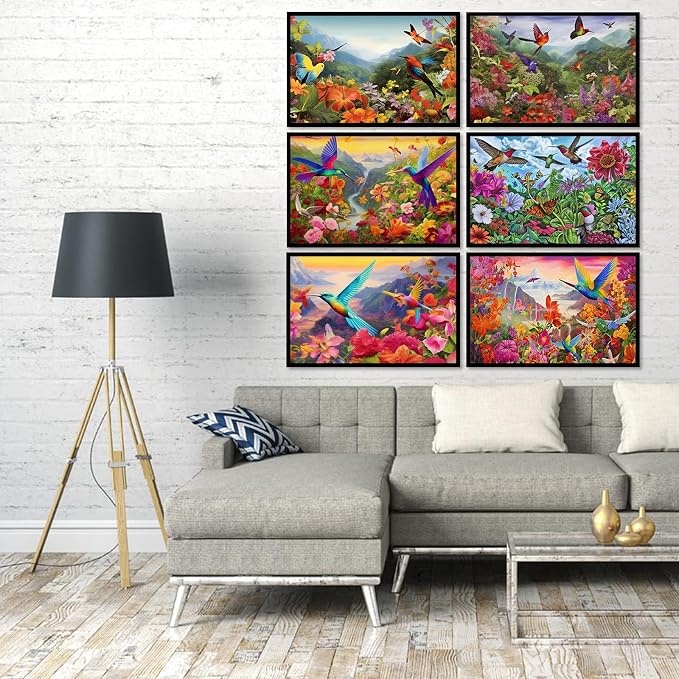 DOTSOPS 6 Pcs Flowers Bird Diamond Painting Kits Art Adults Painting Kits | Crafts DIY 5D Diamond Art Packs Kits,Full for Adults,Beginner Home Wall Decoration Gift 11.8 x 15.7 Inches
