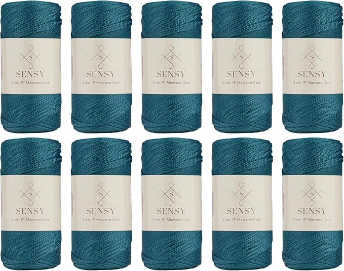 S Sensy 2mm-Premium Polypropylene Macrame Cord 10 Skeins Peacock 252 Yards