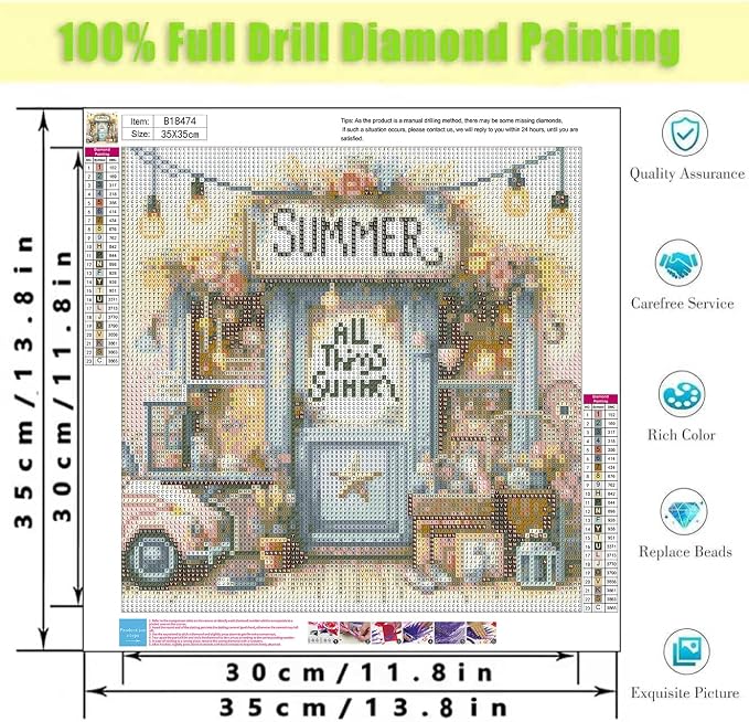 Diamond Art Kits for Adults,Summer Store Diamond Painting Kits 14X14 Inch