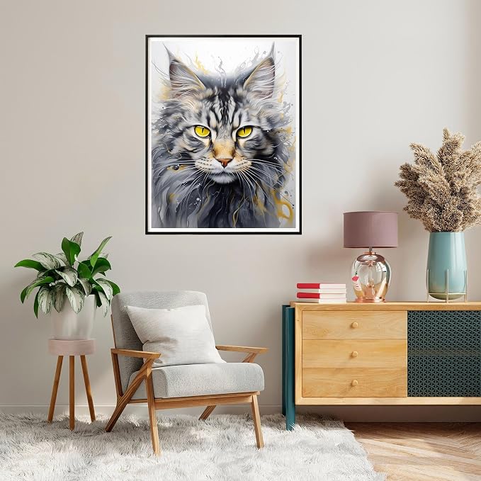 SKRYUIE Paint by Numbers Kit for Adults Beginner Cat, Acrylic Pets Oil Painting by Numbers Kits with PaintBrushes Paintwork Art Crafts Canvas for Home Decor 16x20 inch