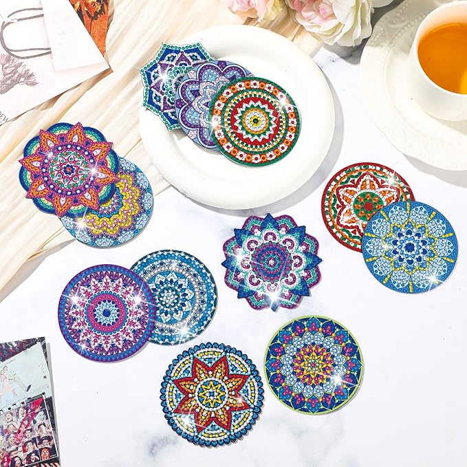 Zonon 12 Pcs Mandala Diamond Art Refrigerator Magnets for Adults | Diamond Painting Kits with Mandala Designs, Magnetic Stickers for Fridge Decor, Easy Kitchen Decorative Magnets for Home