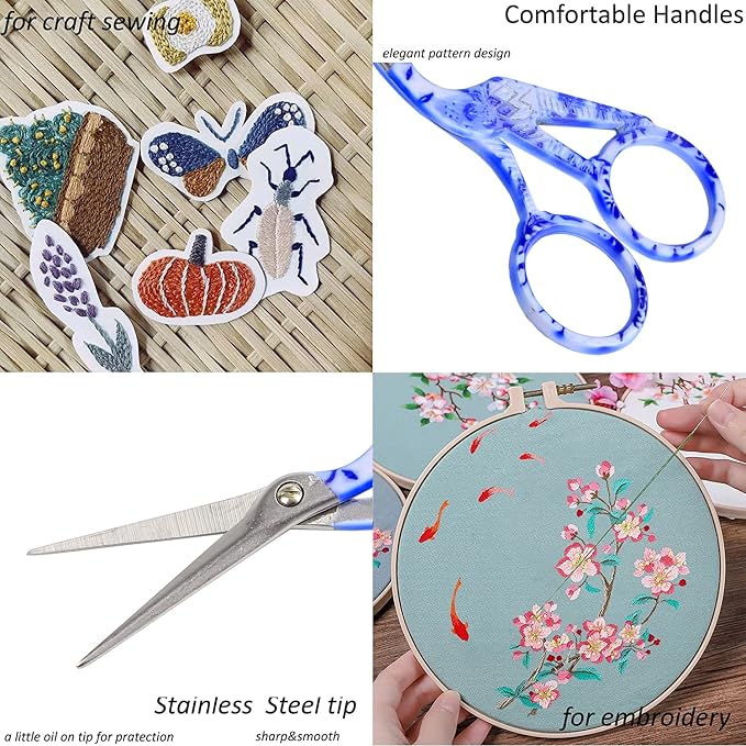 BIHRTC 4.5" Crochet Scissors Thread Snips with Protective Case | Stainless Steel Sharp Includes Leather Pouch for Crochet Hooks Thread Snipping Embroidery Sewing,Craft,DIY