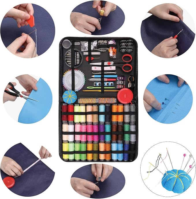 Sewing Kit, 184 Large Premium Sewing Supplies, 38 XL Thread Spools, Suitable for Traveller, Adults, Kids, Beginner, Emergency, DIY and Home Button Repair Kit