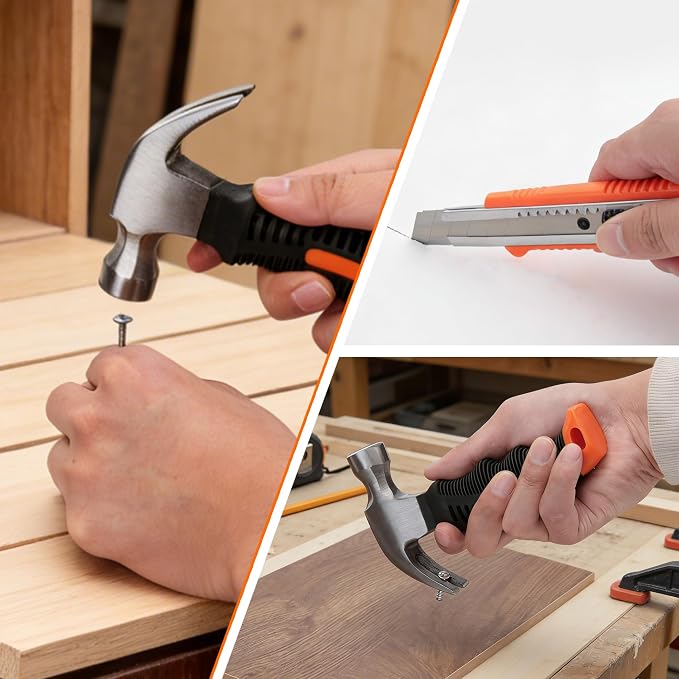 CARTMAN 150PCS 8V Cordless Drill Hand Tool Set, Orange Household Repair Kit | All-Inclusive Tool Assortment With 8V Drill, Great For Home Upkeep, DIY Crafting And Daily Household Fixes