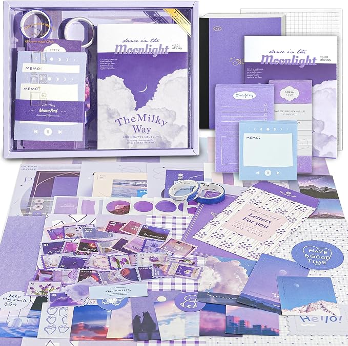 Scrapbooking Supplies Kit, A6 Grid Notebook, Vintage Junk Journaling Kit