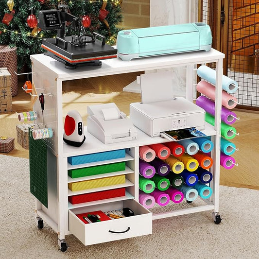 Rolling Craft Storage Cart, Compatible with Cricut Cutting Machines