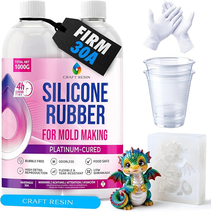 Craft Resin Fast-Curing Firm Silicone Mold Making Kit, Shore 30A – 34 oz