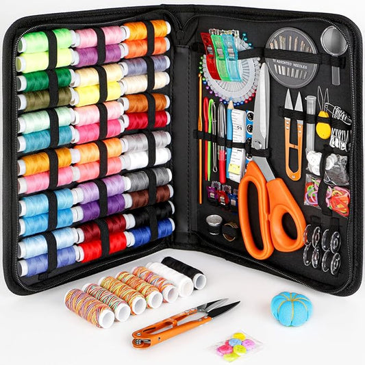 Maxfanay Sewing Kit for Adults Beginners, Portable Needle Thread Repair Kit | Heavy Duty Tailor Scissors, 43XL Thread & Yarn Snips, Complete Sewing Supplies Set for Home, Travel & College Dorm Essentials
