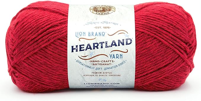 Lion Brand Yarn Heartland Yarn, Worsted-Weight Yarn for Knitting, Crocheting, and Crafting, 1 Pack,Redwood