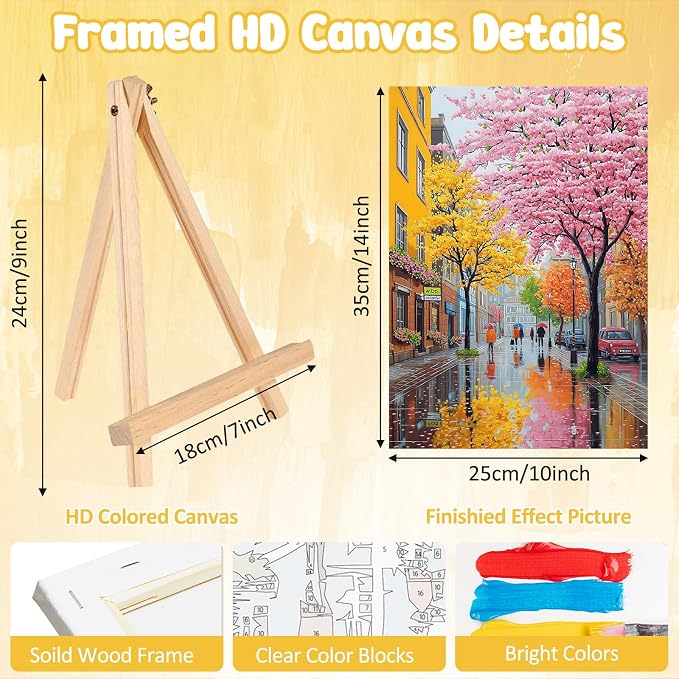 MAXBYE Lanscape Framed Paint by Numbers Kits for Adults with Wooden Easel, Easy Adult Paint by Number Kits on Canvas, DIY Oil Paintings for Beginners Gift Home Wall Decor 10×14 Inch