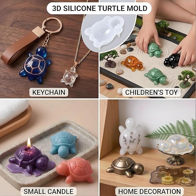 8Pcs Mini Turtle Silicone Molds for Resin, Mini Animal Epoxy Resin Molds