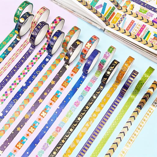 NANYNNU 66 Rolls Gold Foil Washi Tape Set - Decorative Washi Stickers, Colored Tape, Cute Washi Tapes for Journaling Supplies, Scrapbooking Supplies kit, Junk Journal, Craft Supplies