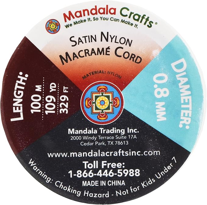Mandala Crafts 0.8mm Lime Green Rattail Nylon Satin Cord for Jewelry Making