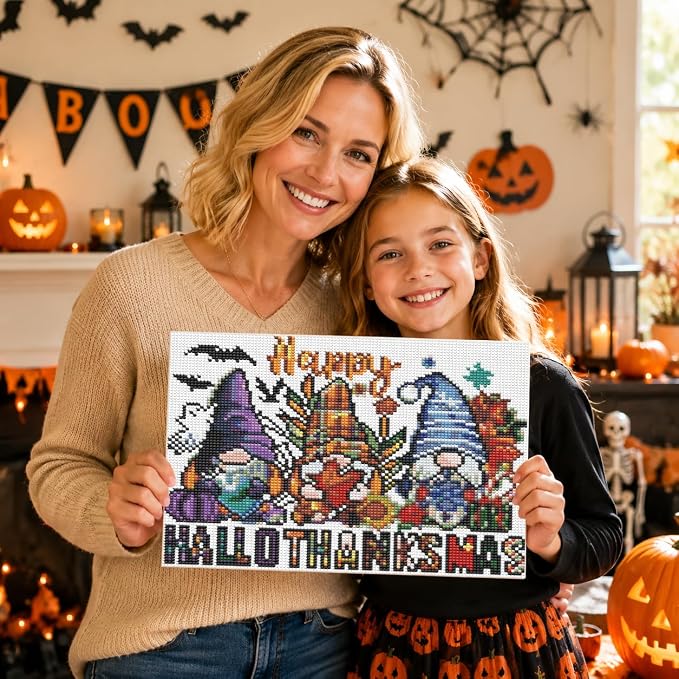 Gnome Diamond Art Kits for Adults with Frame,Halloween Diamond Painting