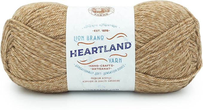 Lion Brand Yarn, Heartland Crochet Yarn, Indiana Dunes, Brown, 1 Pack