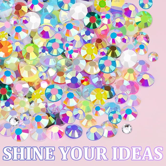 2 Boxes Jelly Rhinestones for Bedazzling, 40000Pcs 3/4/5mm Multicolor Flatback Resin Gems for Crafting, Bedazzler Kit with 3Pcs 10ml B7000 Jewelry Glue for DIY Crafts Tumblers Fabric Decor Nail Art