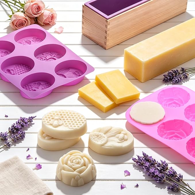 Soap Making Kit for Adults All-in-One Soap Making Supplies Includes Melt & Pour Goat Milk Soap Base, Silicone Loaf Molds,Premium Cutting Box & 500+PCS DIY Handmade Soap | Includes Melt & Pour Goat Milk Soap Base, Silicone Loaf Molds,Premium Cutting Box...