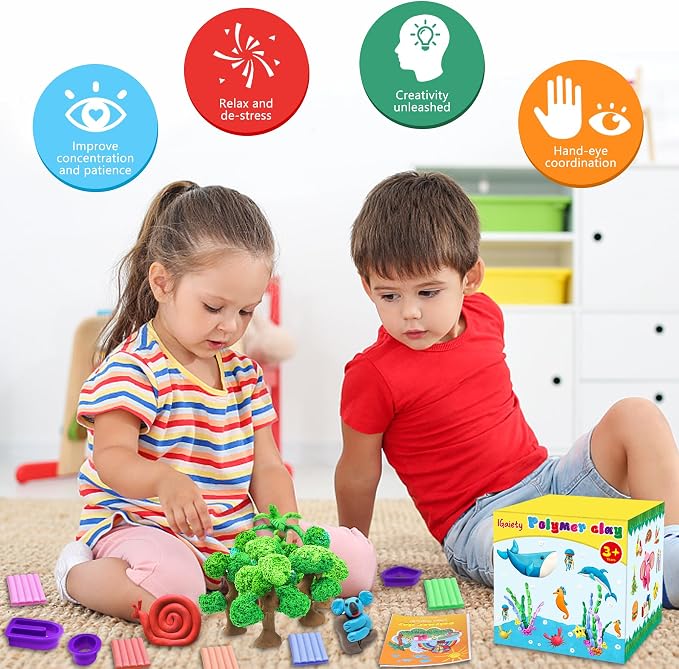 IGaiety Polymer Clay Kit for Kids, 110 Colors Oven Bake Clay | 245 Pcs Complete Modeling Clay Kit Soft & Easy to Shape for Jewelry Making, DIY Crafts, Creative Hobbies and Handmade Gifts