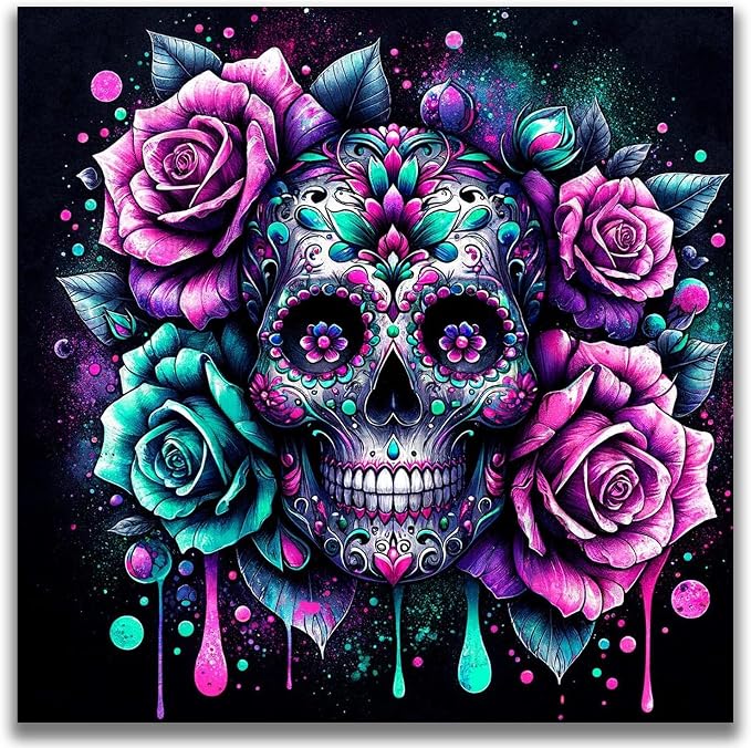 Benjenes Sugar Skull Diamond Art Kits for Adults, Diamond Painting Kits