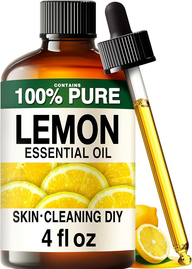 Kukka 100% Pure Lemon Essential Oil for Skin, Diffuser, 4 Fl Oz | Cold-Pressed Italian, Undiluted Lemon Oil for Diffuser, Aromatherapy, Cleaning, Household Use - GC-MS Tested