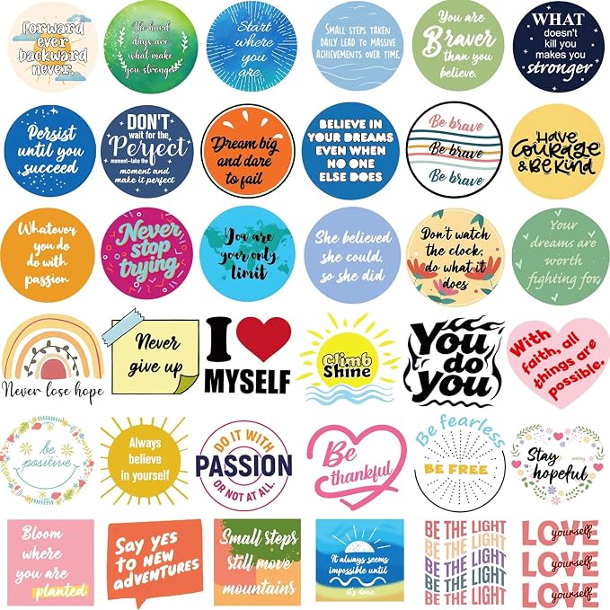 300PCS Motivational Positive Stickers for Water Bottles Laptop Scrapbook Journal, Waterproof Vinyl Inspirational Affirmation Stickers for Teens Adults Students Teacher Classroom Vision Board Supplies