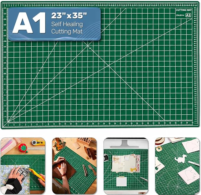 Self Healing Cutting Mat, 23" x 35", Large Double-Sided Rotary Cutting Mat for Sewing, Quilting, Scrapbooking, Fabric & Craft Cutting Board, (A1), Green