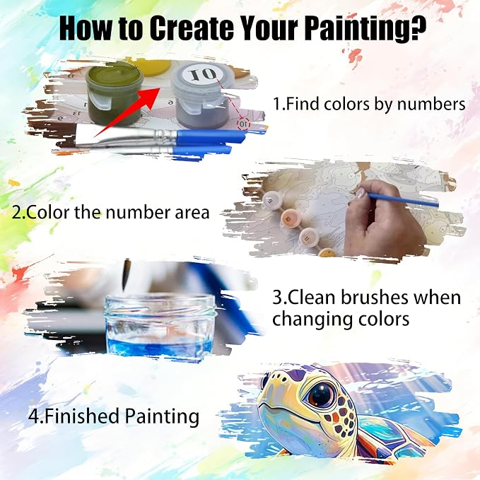 Yunruily Paint by Numbers for Adults - Sea Turtle Adult Paint by Numbers,Sea Turtle Painting by Numbers for Adults for Home Wall Decor and Birthday Gifts 16x20inch