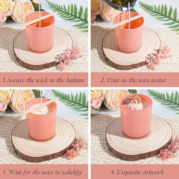 CONNOO 12 Pack 10 OZ Colorful Glass Candle Jars | Airtight Bamboo Lids Nice Sticky Warning Labels for Candle Making Empty Container Bulk - Dishwasher Safe