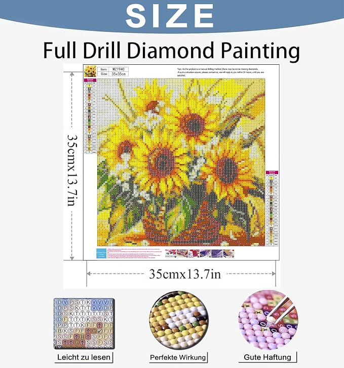 Benjenes Sunflower Diamond Art Kits for Adults, Diamond Painting Kits