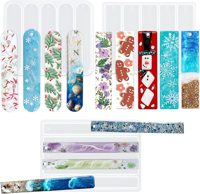 MEMOVAN Set of 3 Bookmarks Silicone Mold Bookmark Resin Mold Rectangle Bookmark Molds for Epoxy Resin Casting Crafts Gifts for Book Lovers