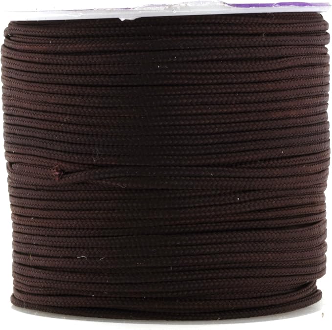 Mandala Crafts 1.5mm Brown Rattail Nylon Satin Cord for Jewelry Making