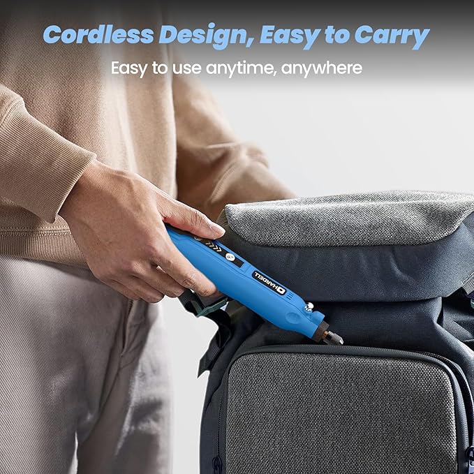 HARDELL Cordless Rotary Tool Kit Mini Rotary Tool with 69 Accessories | USB-C Rechargeable 5 Variable Speeds 5000-18000RPM for Engraving Sanding Polishing Wood Carving Drilling and DIY Craft