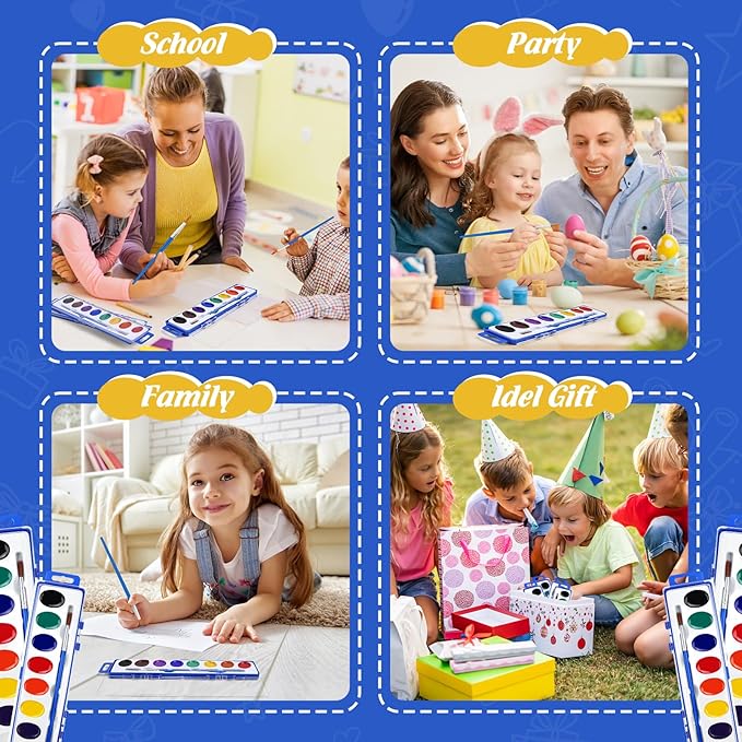 20 Pack Watercolor Paint Set Bulk for Kids, 8 Colors Washable Water Colors | Non-Toxic Water Paint with Paintbrush, Water Color Paint Set for Kids, Beginners and Adults, Ideal for Party Favor, Classroom