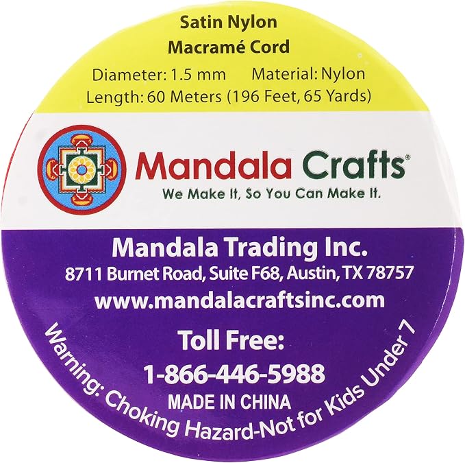 Mandala Crafts 1.5mm Burgundy Rattail Nylon Satin Cord for Jewelry Making