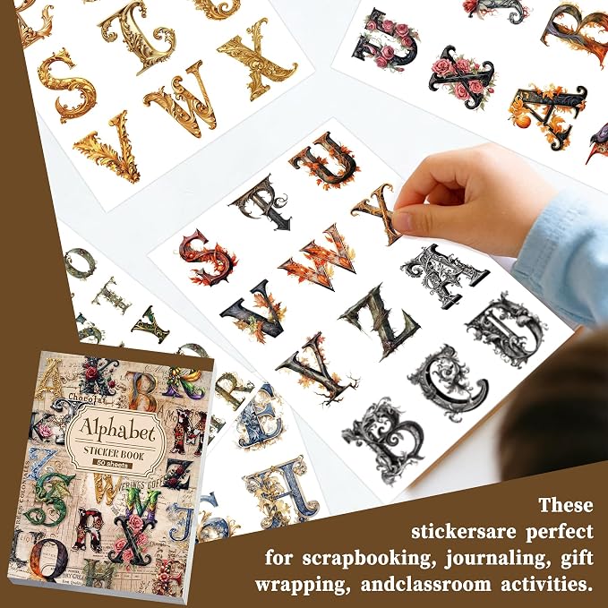 Alphabet & Number Stickers, 50 Sheets Vinyl Letters for DIY Crafts | Perfect for decorating journals, planners, scrapbooks, greeting cards, gifts, and creative DIY projects.
