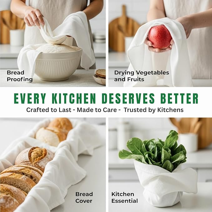 Flour Sack Towels | Tea Towel for Crafts| Kitchen Dish Cotton Blank Towel for Embroidery| Baking Bread Proofing Linen Cover| Thick Absorbent Quick Dry| 7 Pack 15"x 25" White