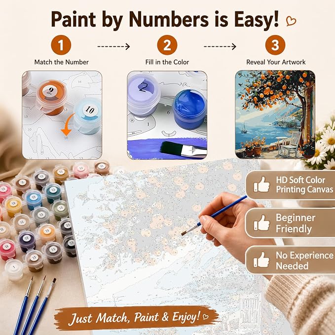 AUKELHJ Paint by Numbers Kit for Adults Beginner, Landscape, 16X20 Inch | Paint by Number for Adults, Beginner Friendly, High-Definition Color Canvas, Stress Relief, Home Decor, Gifts, Unframed