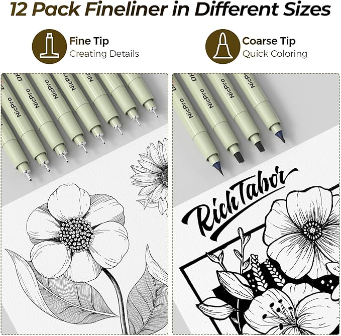 Nicpro 58PCS Art Drawing Supplies Kit, Leather Case, Art Supplies for Adult | Sketching Kit with 12 Micron Pen, 6 Art Mechanical Pencil Set 0.3-2mm, 100 Sheets Sketch Book, Best Gift for Artist Teen