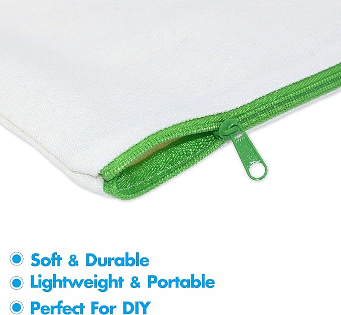 15 Pack Blank Cotton Canvas DIY Craft Zipper Bags Pouches Pencil Case for Makeup Cosmetic Toiletry Stationary Storage