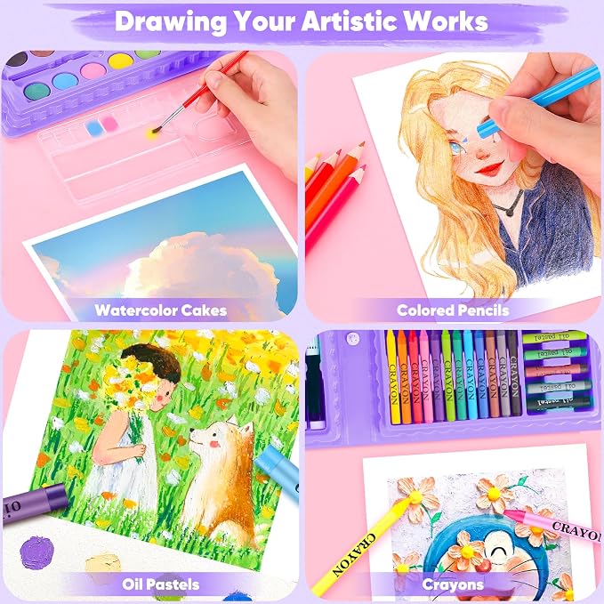 iBayam 149-Pack Drawing Kit Cute School Preppy Stuff Art Supplies, Ages 4+ | Coloring Painting Art Set Gifts Box for Kids & Teens, with Drawing Pad, Coloring Book, Travel Activity Set Ages 4-14 Year Old