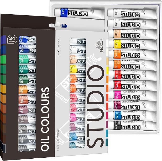 PHOENIX Oil Paint Set - 24x12ml/0.4 Fl Oz Tubes, Non-toxic Oil Based Paints for Canvas Crafts, Oil Painting Supplies for Artists, Adults & Beginners