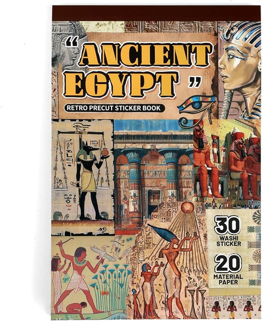 Ancient Ecypt Scrapbooking Stickers 400 Pre-Cut Washi Stickers & 20 Scrapbook Papers Vintage Mysterious Egyptian Aesthetic Sticker journaling Supplies