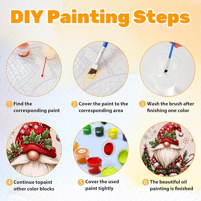 CRZMODE Christmas Paint by Numbers Kit for Adults, Gnome Paint by Numbers for Adults, Acrylic Painting Crafts for Home Decor Gift (16x16inch)