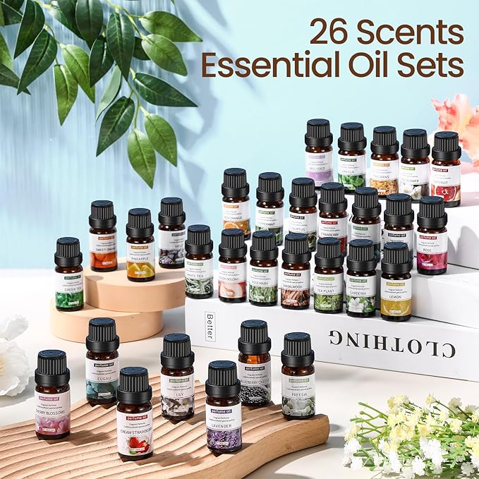 Nuanchu 52 Pcs Essential Oil Set for Diffusers Perfume Candle Soap Making